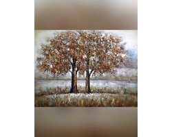 Canvas schilderij 2 bomen 90 cm x 120 cm - schilderij - canvas - muurdecoratie - wall - deco - kunst - wanddecoratie - kader - wandschilderij - decoratief - interieur - huis - home - cadeau - geschenk - gift - verjaardag - nieuwjaar - kerst