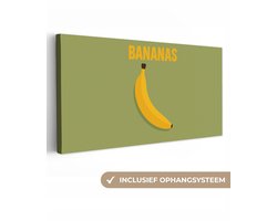 Canvas schilderij 200x100 cm - Exclusieve wanddecoratie Banaan - Minimalistisch - Geel - Muurdecoratie woonkamer - Slaapkamer decoratie - Kamer accessoires - Schilderijen op canvas