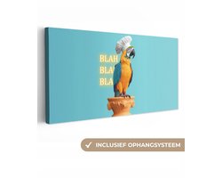 Canvas schilderij 200x100 cm - Exclusieve wanddecoratie Papegaai - Koksmuts - Quote - Neon - Muurdecoratie accessoires - Keuken decoratie muur - Schilderijen op canvas
