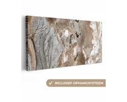 Canvas schilderij 200x100 cm - Wanddecoratie Abstract - Marmer - Wit - Bruin - Marmerlook - Muurdecoratie woonkamer - Slaapkamer decoratie - Kamer accessoires - Schilderijen op canvas