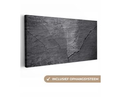 Canvas schilderij 200x100 cm - Wanddecoratie Beton - Zwart - Scheur - Muurdecoratie woonkamer - Slaapkamer decoratie - Kamer accessoires - Schilderijen op canvas