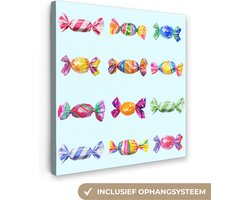 Canvas schilderij 20x20 cm - Exclusieve wanddecoratie Snoepjes - Realistisch - Kleurrijk - Muurdecoratie woonkamer - Slaapkamer decoratie - Kamer accessoires - Schilderijen op canvas