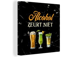 Canvas schilderij 20x20 cm - Wanddecoratie Alcohol - Drank - Glazen - Muurdecoratie voor bar en kroeg - Keuken decoratie accessoires - Schilderijen - Wandborden - Cadeau voor vrouw - Cadeau voor man