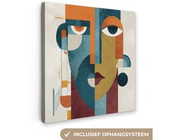 Canvas schilderij 20x20 cm - Wanddecoratie Geometrisch - Strakke vormen - Kleurrijk - Muurdecoratie woonkamer - Slaapkamer decoratie - Kamer accessoires - Schilderijen op canvas