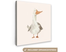 Canvas schilderij 20x20 cm - Wanddecoratie kinderkamer Gans - Eend - Boerderij - Dieren - Muurdecoratie babykamer - Kamer decoratie voor jongens en meisjes - Baby accessoires - Schilderijen