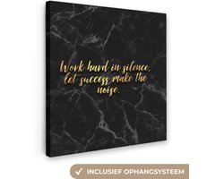 Canvas schilderij 20x20 cm - Wanddecoratie Quotes - Motivatie - Goud - Marmer - Muurdecoratie woonkamer - Slaapkamer decoratie - Kamer accessoires - Schilderijen op canvas