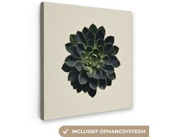 Canvas schilderij 20x20 cm - Wanddecoratie Rozet - Cirkelvormig - Donkergroen - Muurdecoratie woonkamer - Slaapkamer decoratie - Kamer accessoires - Schilderijen op canvas