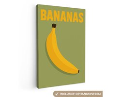 Canvas schilderij 20x30 cm - Exclusieve wanddecoratie Banaan - Minimalistisch - Geel - Muurdecoratie woonkamer - Slaapkamer decoratie - Kamer accessoires - Schilderijen op canvas