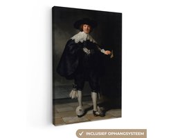 Canvas schilderij 20x30 cm - Wanddecoratie Huwelijksportret van Marten Soolmans - Rembrandt van Rijn - Muurdecoratie woonkamer - Slaapkamer decoratie - Kamer accessoires - Schilderijen op canvas