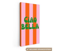 Canvas schilderij 20x40 cm - Exclusieve wanddecoratie Strepen - Oranje - Verticaal - Ciao bella - Muurdecoratie woonkamer - Slaapkamer decoratie - Kamer accessoires - Schilderijen op canvas