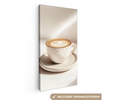 Canvas schilderij 20x40 cm - Wanddecoratie Cappuccino - Schuim - Schotel - Beige - Muurdecoratie woonkamer - Slaapkamer decoratie - Kamer accessoires - Schilderijen op canvas