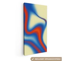 Canvas schilderij 20x40 cm - Wanddecoratie Golven - Kleurrijk - Abstract - Muurdecoratie woonkamer - Slaapkamer decoratie - Kamer accessoires - Schilderijen op canvas