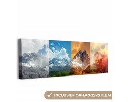 Canvas schilderij 300x100 cm - Wanddecoratie Landschap - 4 seizoenen - Natuur - Winter - Lente - Zomer - Herfst - Muurdecoratie woonkamer - Slaapkamer decoratie - Kamer accessoires - Schilderijen op canvas