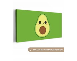 Canvas schilderij 300x140 cm - Exclusieve wanddecoratie Avocado - Groen - Speels - Kinderkamer schilderijen - Muurdecoratie babykamer - Kamer decoratie voor jongens en meisjes - Baby accessoires