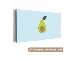 Canvas schilderij 300x140 cm - Exclusieve wanddecoratie Avocado - Illustratie - Groene - Vrucht - Muurdecoratie woonkamer - Slaapkamer decoratie - Kamer accessoires - Schilderijen op canvas