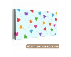 Canvas schilderij 300x140 cm - Exclusieve wanddecoratie Lolly - Regenboog - Snoep - Muurdecoratie woonkamer - Slaapkamer decoratie - Kamer accessoires - Schilderijen op canvas