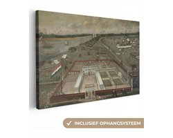 Canvas schilderij 30x20 cm - Wanddecoratie De handelsloge van de VOC in Hougly in Bengalen - Schilderij van Hendrik van Schuylenburgh - Muurdecoratie woonkamer - Slaapkamer decoratie - Kamer accessoires - Schilderijen op canvas