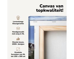 Canvas schilderij 30x20 cm - Wanddecoratie De Karelsbrug in de vroege ochtend met een bewolkte lucht boven Praag - Muurdecoratie woonkamer - Slaapkamer decoratie - Kamer accessoires - Schilderijen op canvas