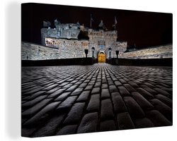 Canvas schilderij 30x20 cm - Wanddecoratie Ingang van het Kasteel van Edinburgh bij nacht in Schotland - Muurdecoratie woonkamer - Slaapkamer decoratie - Kamer accessoires - Schilderijen op canvas