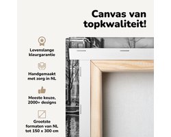 Canvas schilderij 30x20 cm - Wanddecoratie Kanaal in Amsterdam - Muurdecoratie woonkamer - Slaapkamer decoratie - Kamer accessoires - Schilderijen op canvas