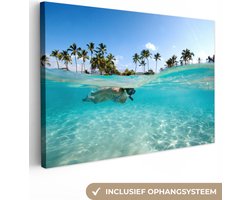 Canvas schilderij 30x20 cm - Wanddecoratie Zee - Snorkel - Hawaii - Muurdecoratie woonkamer - Slaapkamer decoratie - Kamer accessoires - Schilderijen op canvas