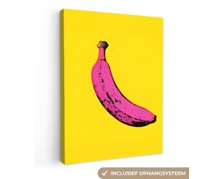 Canvas schilderij 30x40 cm - Exclusieve wanddecoratie Banaan - Grafisch - Geel - Muurdecoratie woonkamer - Slaapkamer decoratie - Kamer accessoires - Schilderijen op canvas