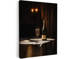Canvas schilderij 30x40 cm - Exclusieve wanddecoratie Prosecco - Bubbels - Sfeervol - Drank - Muurdecoratie accessoires - Keuken decoratie muur - Schilderijen op canvas