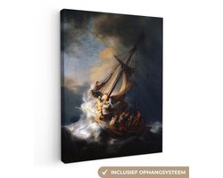 Canvas schilderij 30x40 cm - Wanddecoratie De storm op het meer van Galilea - Rembrandt van Rijn - Muurdecoratie woonkamer - Slaapkamer decoratie - Kamer accessoires - Schilderijen op canvas