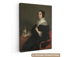 Canvas schilderij 30x40 cm - Wanddecoratie Portret van een vrouw - Schilderij van Gerard van Honthorst - Muurdecoratie woonkamer - Slaapkamer decoratie - Kamer accessoires - Schilderijen op canvas