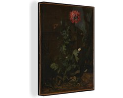 Canvas schilderij 30x40 cm - Wanddecoratie Stilleven met papaver - Otto Marseus van Schrieck - Muurdecoratie woonkamer - Slaapkamer decoratie - Kamer accessoires - Schilderijen op canvas