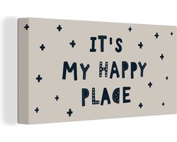 Canvas schilderij 40x20 cm - Wanddecoratie Quotes - It's my happy place - Kinderen - Spreuken - Kids - Baby - Jongens - Meiden - Muurdecoratie woonkamer - Slaapkamer decoratie - Kamer accessoires - Schilderijen op canvas