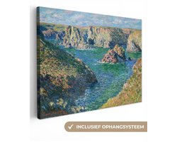 Canvas schilderij 40x30 cm - Wanddecoratie Klifs bij Belle-Ile - Schilderij van Claude Monet - Muurdecoratie woonkamer - Slaapkamer decoratie - Kamer accessoires - Schilderijen op canvas