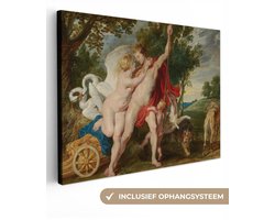 Canvas schilderij 40x30 cm - Wanddecoratie Venus poogt Adonis van de jacht te weerhouden - Schilderij van Peter Paul Rubens - Muurdecoratie woonkamer - Slaapkamer decoratie - Kamer accessoires - Schilderijen op canvas