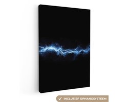 Canvas schilderij 40x60 cm - Exclusieve wanddecoratie Gaming - Bliksemflits - Blauw - Energie - Muurdecoratie game room - Gaming kamer decoratie - Gameroom accessoires - Schilderijen