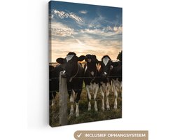 Canvas schilderij 40x60 cm - Wanddecoratie Dieren - Koe - Koeien - Muurdecoratie woonkamer - Slaapkamer decoratie - Kamer accessoires - Schilderijen