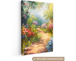 Canvas schilderij 40x60 cm - Wanddecoratie Natuur - Landschap - Bloemen - Kleurrijk - Muurdecoratie woonkamer - Slaapkamer decoratie - Kamer accessoires - Schilderijen