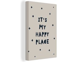 Canvas schilderij 40x60 cm - Wanddecoratie Quotes - It's my happy place - Spreuken - Kinderen - Kids - Baby - Jongens - Meiden - Muurdecoratie woonkamer - Slaapkamer decoratie - Kamer accessoires - Schilderijen op canvas
