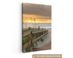 Canvas schilderij 40x60 cm - Wanddecoratie Strand - Zee - Duin - Pad - Muurdecoratie woonkamer - Slaapkamer decoratie - Kamer accessoires - Schilderijen op canvas