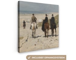 Canvas schilderij 50x50 cm - Wanddecoratie Morgenrit langs het strand - Schilderij van Anton Mauve - Muurdecoratie woonkamer - Slaapkamer decoratie - Kamer accessoires - Schilderijen op canvas