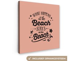 Canvas schilderij 50x50 cm - Wanddecoratie Strand - Zeester - Spreuken - Muurdecoratie woonkamer - Slaapkamer decoratie - Kamer accessoires - Schilderijen op canvas
