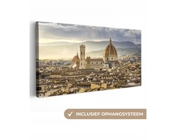 Canvas schilderij 60x30 cm - Wanddecoratie Italië - Zonsondergang - Florence - Muurdecoratie woonkamer - Slaapkamer decoratie - Kamer accessoires - Schilderijen op canvas