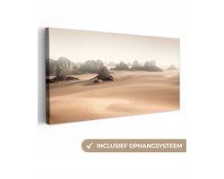 Canvas schilderij 60x30 cm - Wanddecoratie Woestijn - Rotsen - Natuur - Zand - Muurdecoratie woonkamer - Slaapkamer decoratie - Kamer accessoires - Schilderijen op canvas