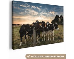 Canvas schilderij 60x40 cm - Wanddecoratie Dieren - Koe - Koeien - Muurdecoratie woonkamer - Slaapkamer decoratie - Kamer accessoires - Schilderijen