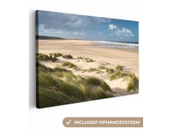 Canvas schilderij 60x40 cm - Wanddecoratie Zand - Duin - Zee - Muurdecoratie woonkamer - Slaapkamer decoratie - Kamer accessoires - Schilderijen op canvas