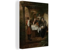 Canvas schilderij 60x80 cm - Wanddecoratie De Emmaüsgangers - Jan Steen - Muurdecoratie woonkamer - Slaapkamer decoratie - Kamer accessoires - Schilderijen op canvas