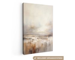 Canvas schilderij 60x90 cm - Wanddecoratie Kunst - Industrieel - Grijs - Bruin - Abstract - Muurdecoratie woonkamer - Kamer decoratie modern - Abstracte schilderijen