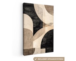 Canvas schilderij 80x120 cm - Exclusieve wanddecoratie Abstract - Vormen - Modern - Beige - Muurdecoratie woonkamer - Slaapkamer decoratie - Kamer accessoires - Schilderijen op canvas