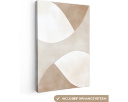 Canvas schilderij 80x120 cm - Exclusieve wanddecoratie Bruin - Japandi - Abstract - Muurdecoratie woonkamer - Slaapkamer decoratie - Kamer accessoires - Schilderijen op canvas