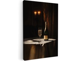 Canvas schilderij 80x120 cm - Exclusieve wanddecoratie Prosecco - Bubbels - Sfeervol - Drank - Muurdecoratie accessoires - Keuken decoratie muur - Schilderijen op canvas