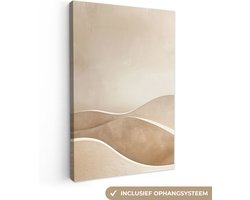 Canvas schilderij 80x120 cm - Wanddecoratie Beige - Natuur - Abstract - Modern - Muurdecoratie woonkamer - Kamer decoratie modern - Abstracte schilderijen